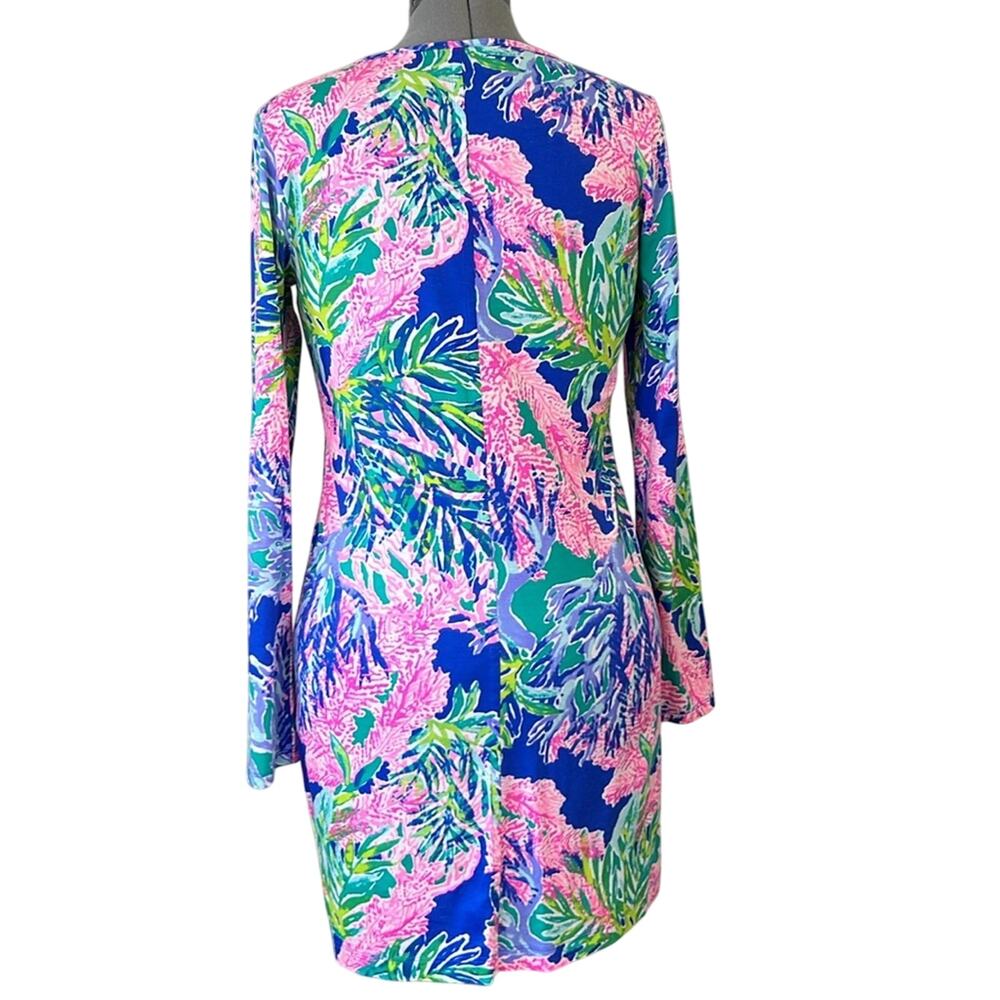 Lilly Pulitzer dress v neck casual cotton Long sleeve Midi size medium - Picture 2 of 3
